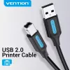 USB 2.0 A -uros - B -uros -kaapeli 3 m — Vention — musta PVC, 480 Mbit/s, 2 A