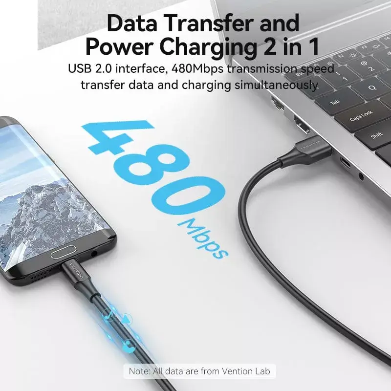 Vention USB 2.0 A uros - Micro-B uros 2A kaapeli 1M musta