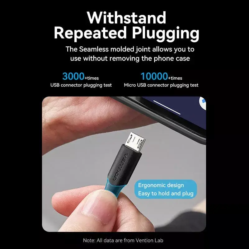 Vention USB 2.0 A uros - Micro-B uros 2A kaapeli 2M musta