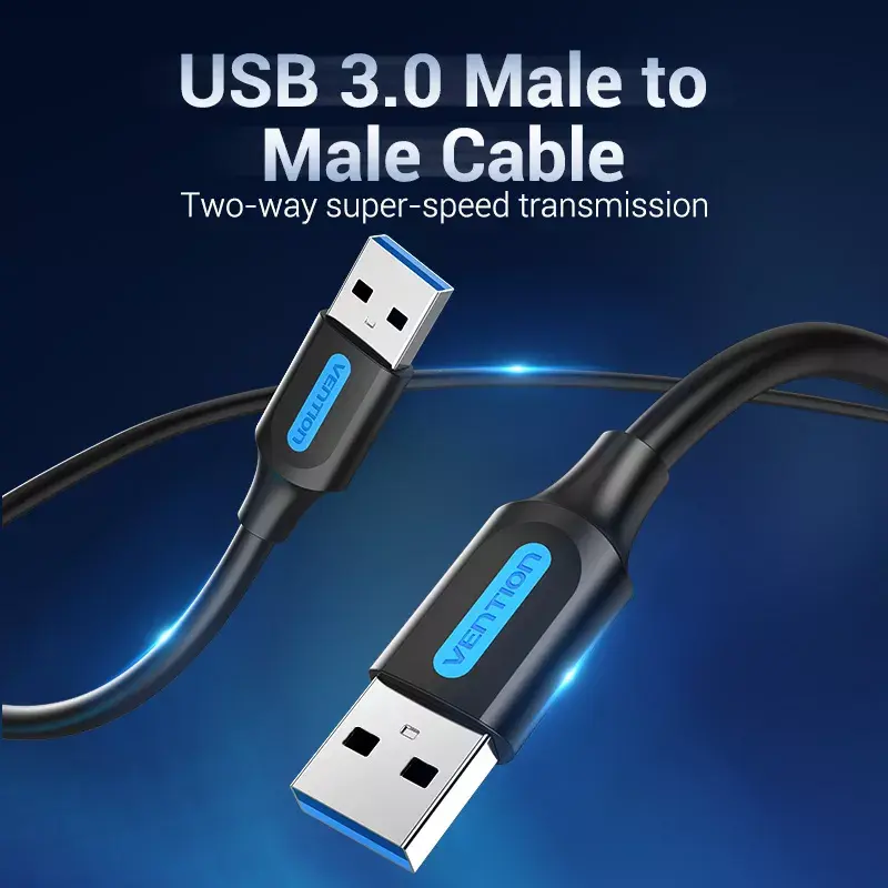 Vention CONBD USB 3.0 -kaapeli, USB-A-uros – USB-A-uros, 0,5 m, PVC, musta