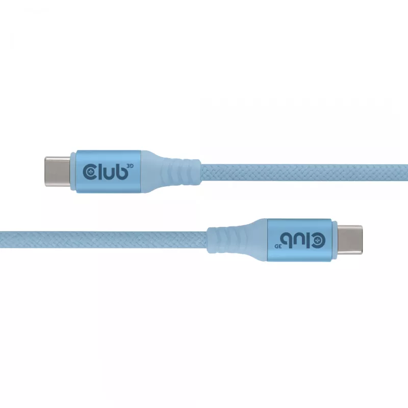 Club 3D CAC-3030 USB-C Magnetic-Coil -kaapeli, 240 W PD3.1, kaksisuuntainen, pikalataus, 2 m (6,56 ft), sininen
