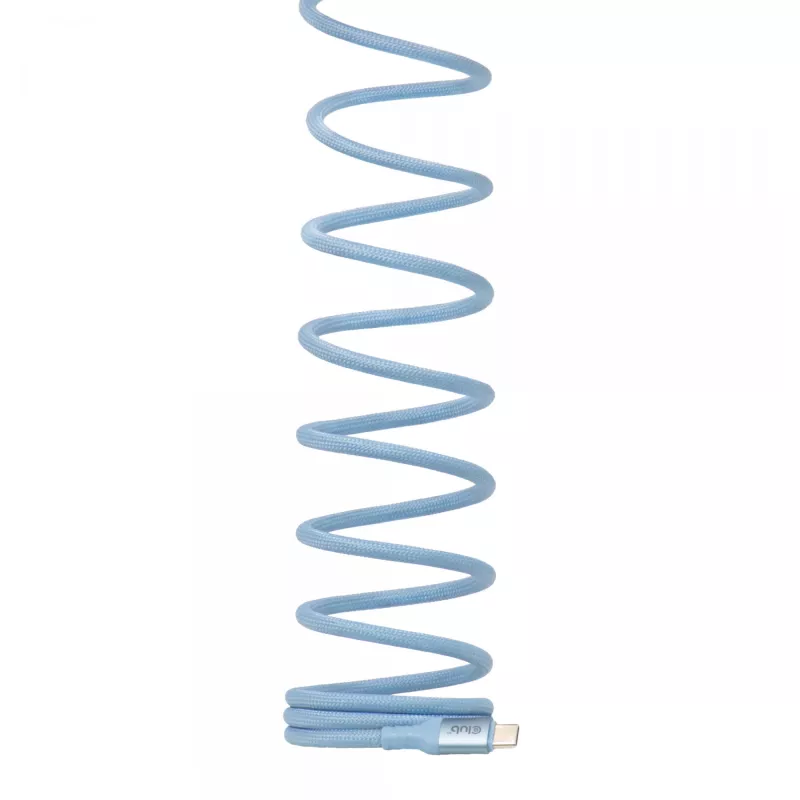 Club 3D CAC-3030 USB-C Magnetic-Coil -kaapeli, 240 W PD3.1, kaksisuuntainen, pikalataus, 2 m (6,56 ft), sininen