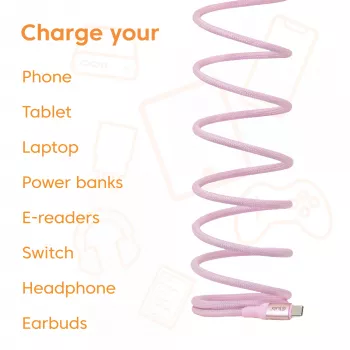 CLUB3D USB-C Magnetic-Coil 240W pinkki kaapeli 2m USB 2.0