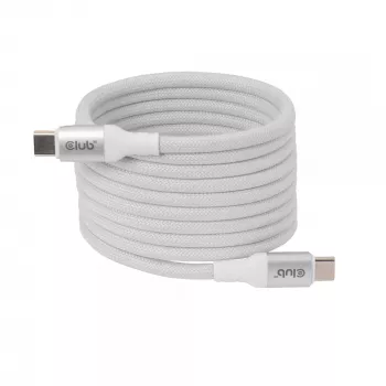 USB-C Magnetic-Coil -kaapeli Club 3D CAC-3032 — valkoinen, magneettikelamalli lataukseen ja tiedonsiirtoon