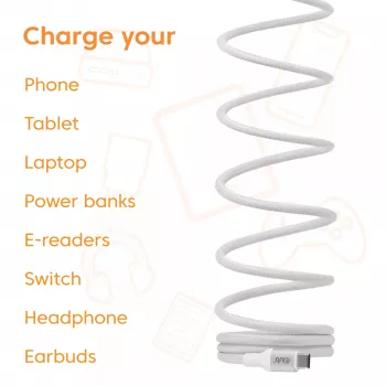 USB-C Magnetic-Coil -kaapeli Club 3D CAC-3032 — valkoinen, magneettikelamalli lataukseen ja tiedonsiirtoon