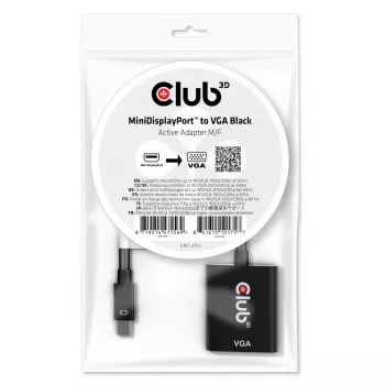 CLUB3D MiniDisplayPort™ - VGA musta aktiivinen adapteri M/F