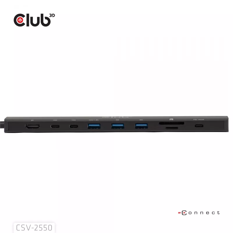 CLUB3D 10-1 kannettava telakka USB Type-C® 10Gbps - HDMI™ 8K30Hz PD3.1 max. 140 wattia