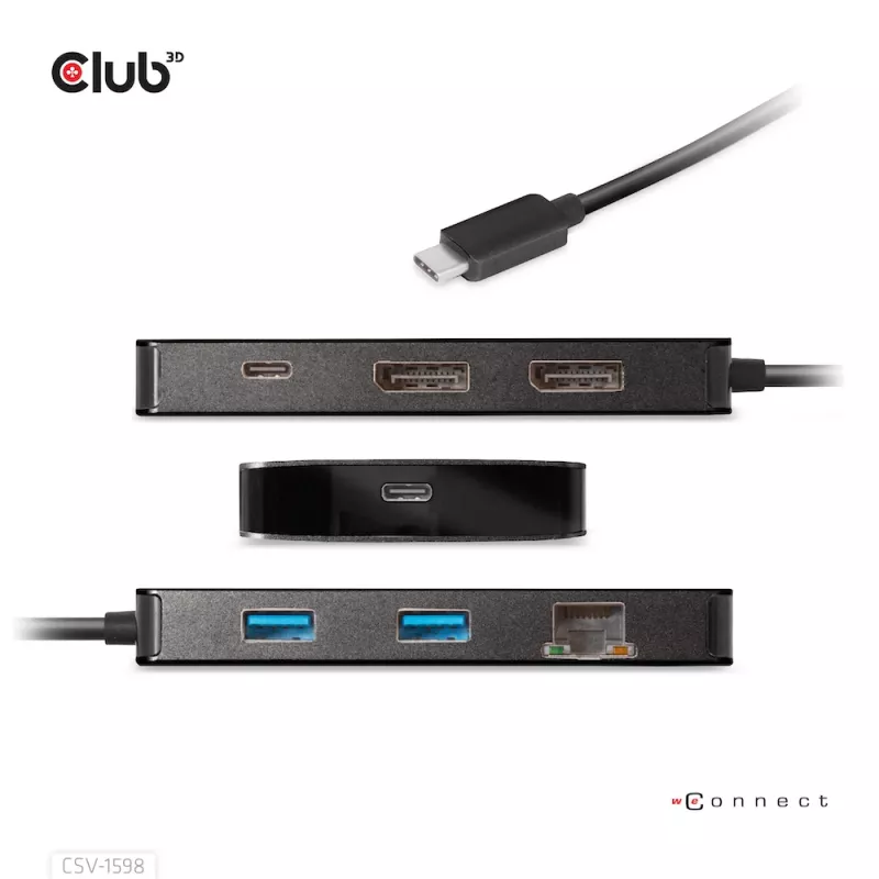 CLUB3D USB Gen2 Type-C - Dual DisplayPort 4k60Hz 7-in-1 HUB
