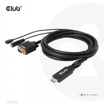 CLUB3D HDMI - VGA -kaapeli M/M 2m 28AWG