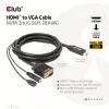 Club 3D CAC-1712 HDMI–VGA-kaapeli M/M Micro-USB-virralla ja 3,5 mm:n äänellä, 2 m (6,56 ft), 28AWG