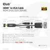 Club 3D CAC-1712 HDMI–VGA-kaapeli M/M Micro-USB-virralla ja 3,5 mm:n äänellä, 2 m (6,56 ft), 28AWG