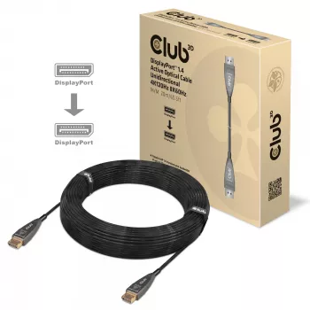 CLUB3D DisplayPort 1.4 Active Optical Cable yksisuuntainen 4K120Hz 8K60Hz M/M 20m/65.62ft