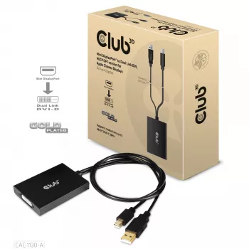 CLUB3D Mini DisplayPort - Dual Link DVI, HDCP OFF -versio Apple Cinema Displays -näytöille aktiivinen adapteri