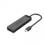 Vention TGKBB 5-in-1 USB-C-hubi, 4x USB 3.0, Micro-USB-virtatulo, 5 Gbps, 0,15 m, musta