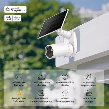 IP-valvontakamera TP-Link Tapo C460 KIT — Outdoor-Bullet, 8 MP 3840×2160, 12× digitaalinen zoom, seinäasennus, kaksisuuntainen ääni, Wi-Fi, valkoinen