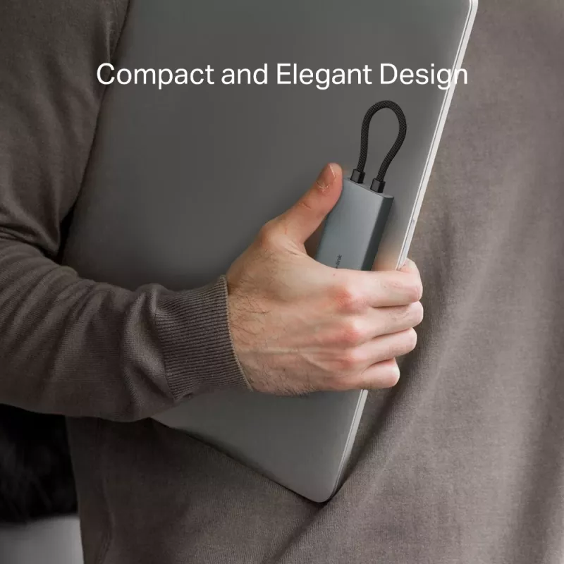 USB Type-C -keskitin TP-Link UH7021C — HDMI, USB 3.2 Gen1, USB 2.0, SD/microSD, 5000 Mbit/s, alumiini musta