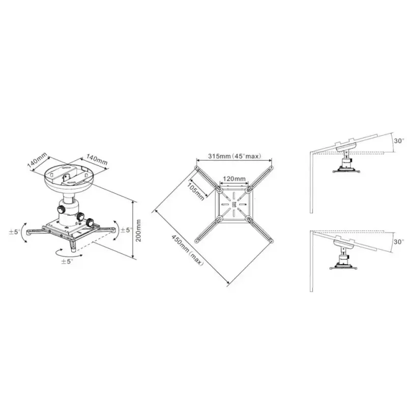 Kattoteline Multibrackets M Universal Projector 200 hienosäädöllä