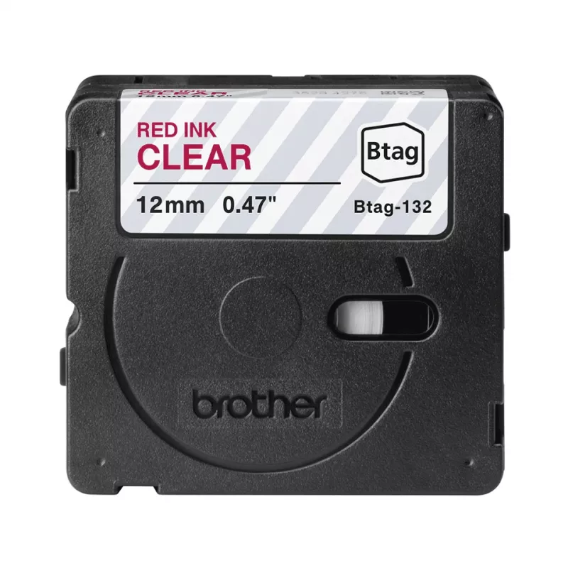 Tulostinauha Brother BTAG-132 punainen läpinäkyvä 1,2 cm 4 m