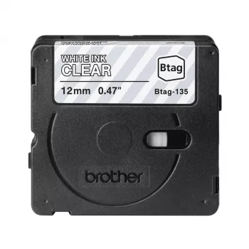 Tulostinauha Brother BTAG-135 valkoinen läpinäkyvä 1,2 cm 4 m