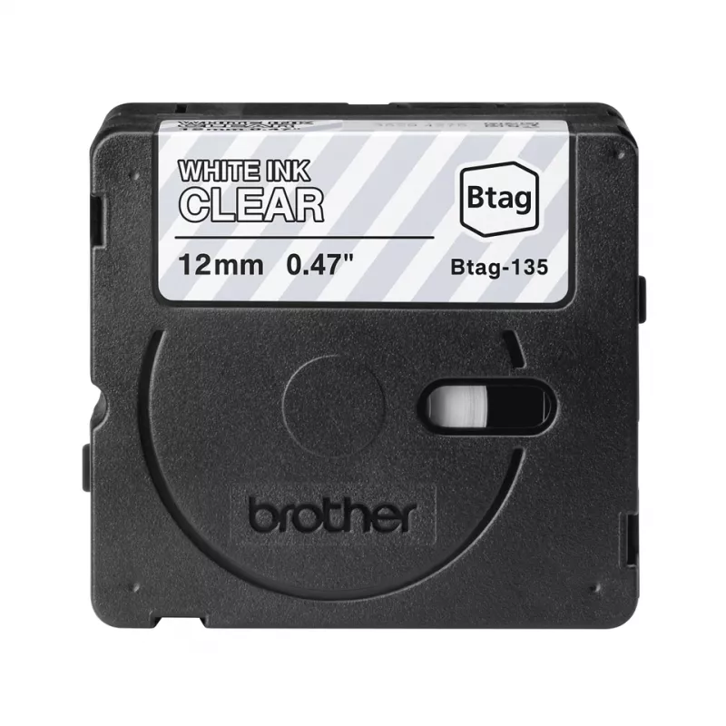 Tulostinauha Brother BTAG-135 valkoinen läpinäkyvä 1,2 cm 4 m