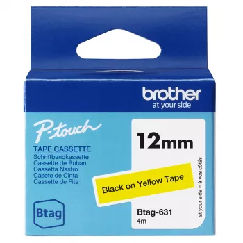 Tulostinauha Brother BTAG-631 musta keltainen 1,2 cm 4 m
