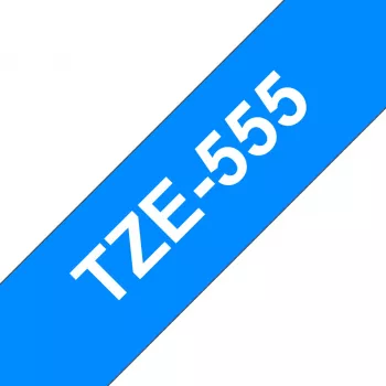 Laminoitu nauha Brother TZe555 24 mm valkoinen siniselle