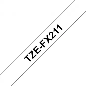 Laminoitu nauha Brother TZEFX211 musta valkoiselle 6 mm