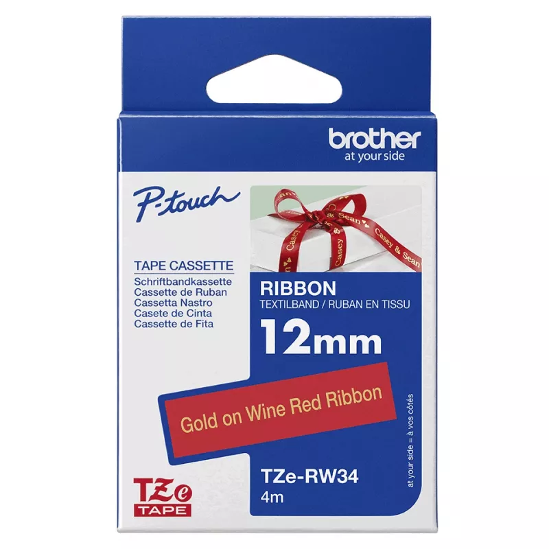 Brother TZE-RW34 tarratulostinnauha kulta punaiselle