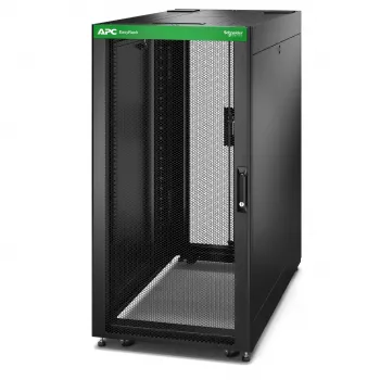 APC Easy Rack, 24U, musta, katto, pyörät, jalat, 4 kiinnikettä ja sivuseinät, ilman pohjaa, 1198H x 600B x 1000T mm