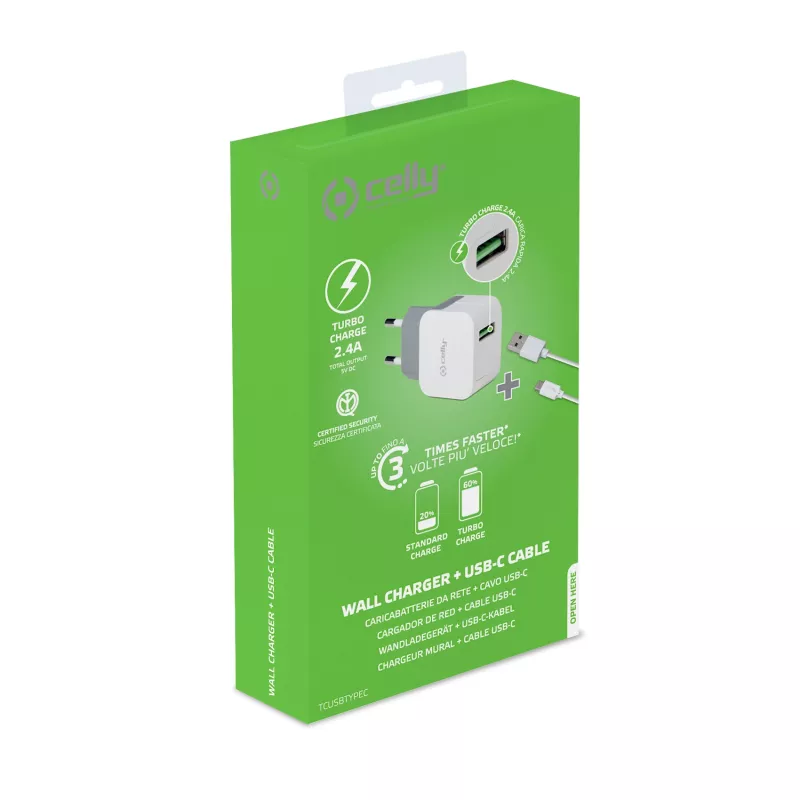 Celly TCUSBTYPEC laturi mobiililaitteille universaali valkoinen USB sisäkäyttöön