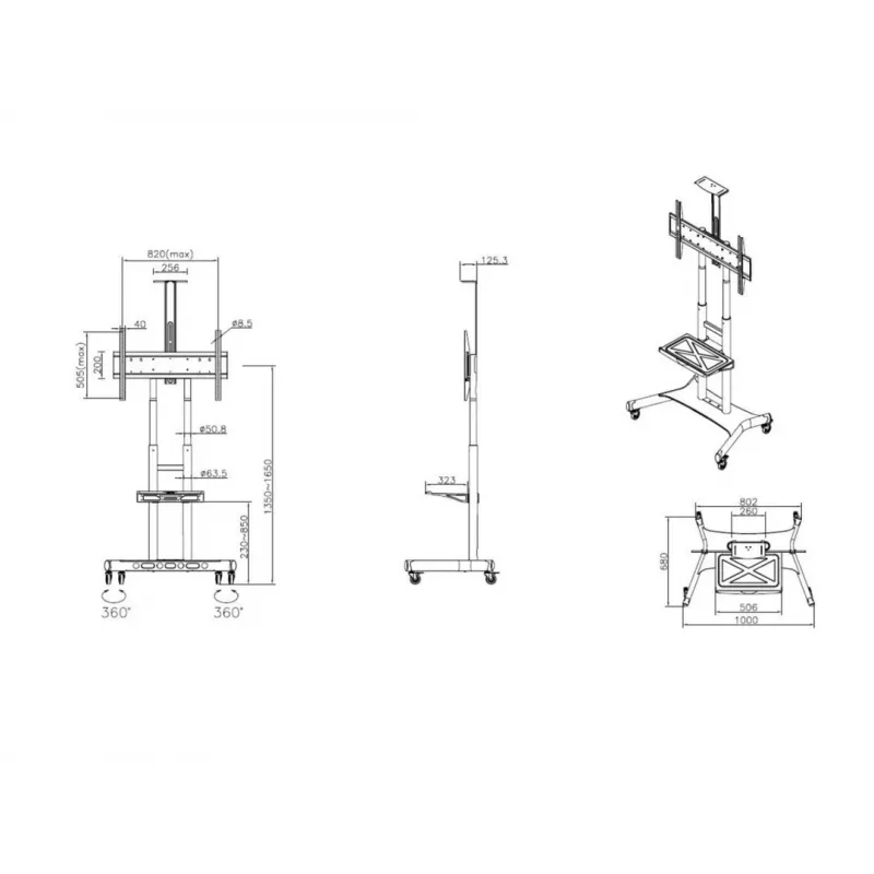 Multibrackets M Public lattiateline Basic 180 sis. hyllyn ja kameratelineen