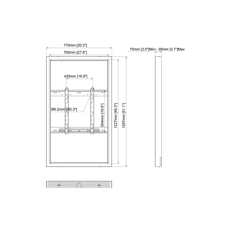 Multibrackets M Pro Series kotelo 55 inch seinä keskikoko musta teräs vaaka-/pystyasento