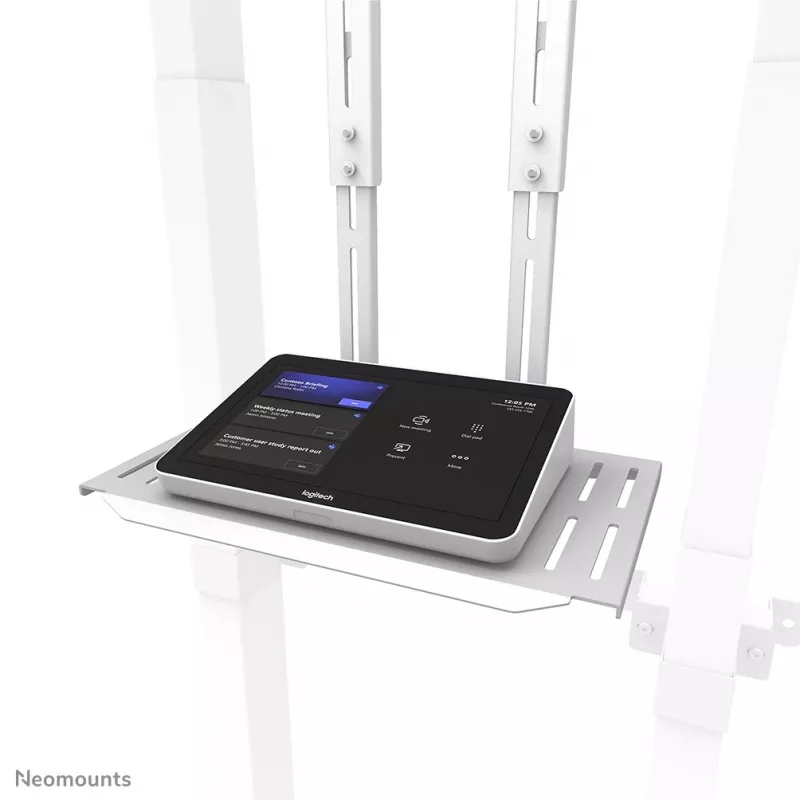 Neomounts AFL-875WH1 videopalkin ja multimedian asennussarja, kamera-/AV-hylly, sis. Logitech Rally Bar (Mini) -sovittimen, maks. 9 kg, teräs, valkoinen