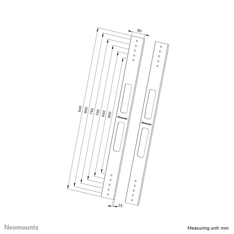 Laajennussarja Neomounts AWL-250BL18 VESA 400x600 800x800