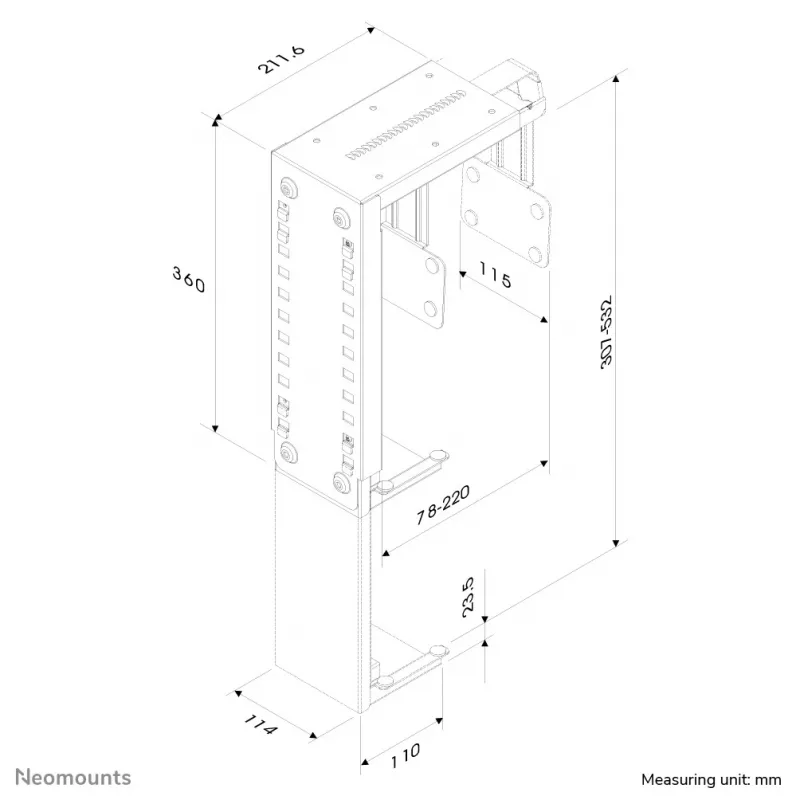 Neomounts CPU-D100SILVER CPU-teline - enint. 30 kg - yleinen
