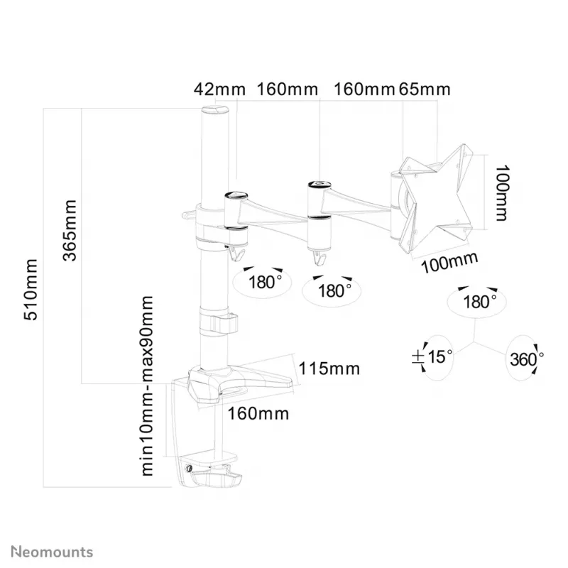 Neomounts FPMA-D1330WHITE monitorivarsi 25,4-76,2 cm (10-30