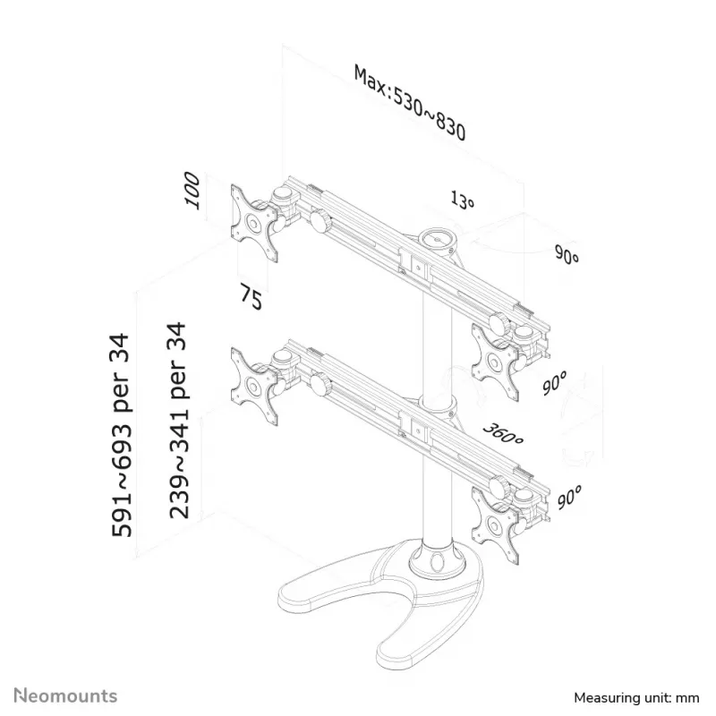 Neomounts FPMA-D700DD4 -monitorijalusta 19–30