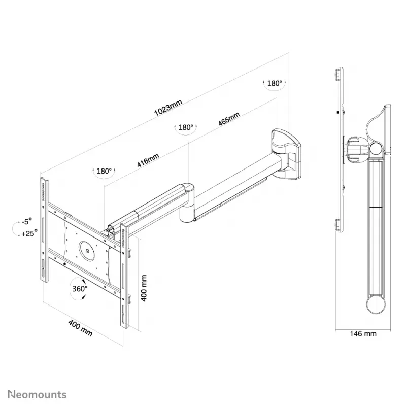 Neomounts FPMA-HAW050 seinäteline Medical valkoinen