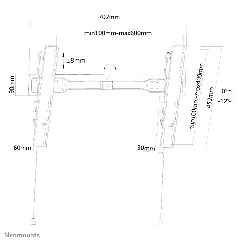 Neomounts LED-W650Schwarz TV-seinäteline 37–75