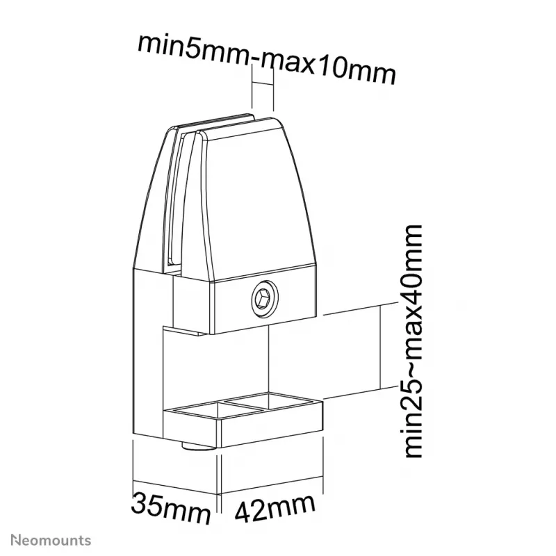 Neomounts NS-CLMP40WHITE pöytäpuristinsarja (2 kpl) - enint. 5 kg