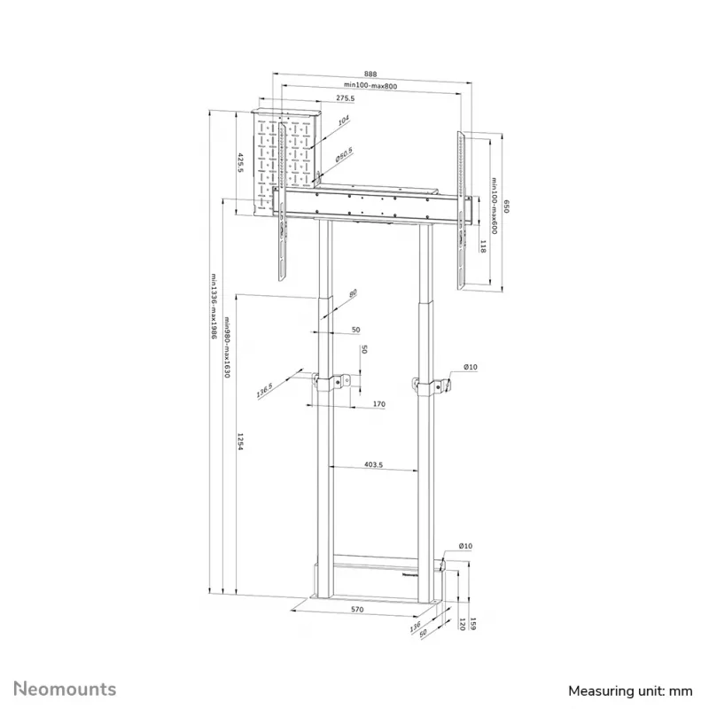 Neomounts moottoroitu seinäteline WL55-875WH1 110 kg 55–100