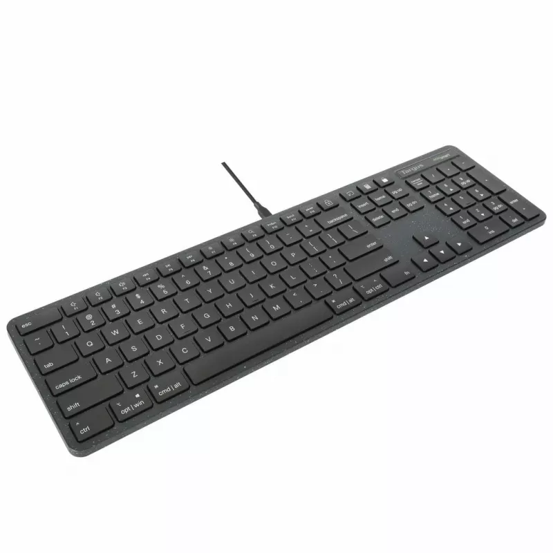 Targus EcoSmart AKB874NO täysikokoinen langallinen näppäimistö, USB, QWERTY pohjoismainen, antimikrobinen, musta