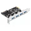 DeLOCK 89297 PCI Express -kortti, 4x ulkoinen USB 3.0 (USB 3.2 Gen 1)