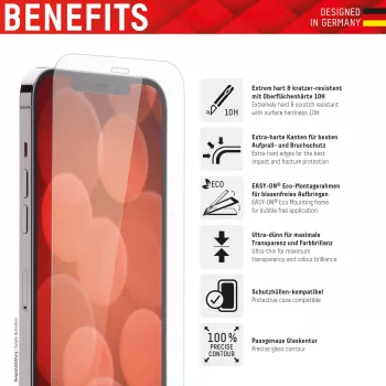 Displex näytönsuojakalvo (10H) Apple iPhone iPhone 13/13 Pro/14/16e/17e, Eco-asennuskehys, naarmuuntumaton