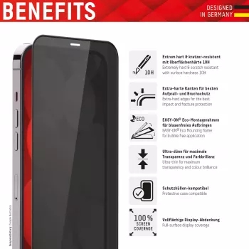 Displex tietosuoja-näytönsuoja (10H) Apple iPhone 13/13 Pro/14/16e/17e, Eco-asennuskehys, tietosuodatin