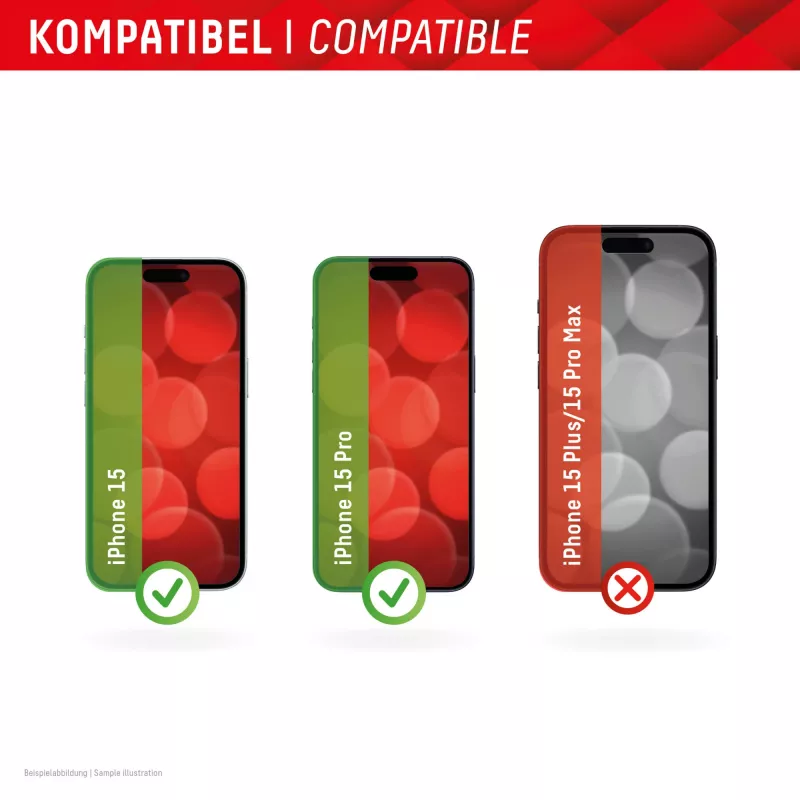 Displex Full Cover näytönsuojalasi (10H) Apple iPhone 15/15 Pro, Eco-asennuskehys, Full Cover