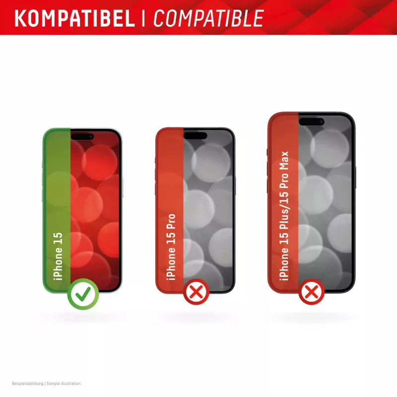 Displex näytönsuojus + kotelo Apple iPhone 15, Eco-asennuskehys, naarmuuntumaton