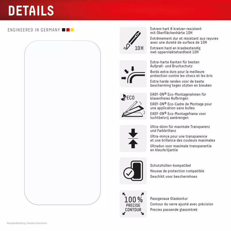 Displex näytönsuoja (10H) Apple iPhone 16 Pro, Eco-asennuskehys, naarmuuntumaton