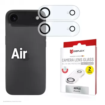 Displex Full Cover kameralinssilasi iPhone Air, 10H, täysi kameransuojaus, Quick Mount, 2 kpl