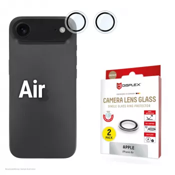 Displex Premium kameralinssilasi, iPhone Air lasi, 10H, yksittäiset renkaat, DLC, läpinäkyvä, Quick Mount